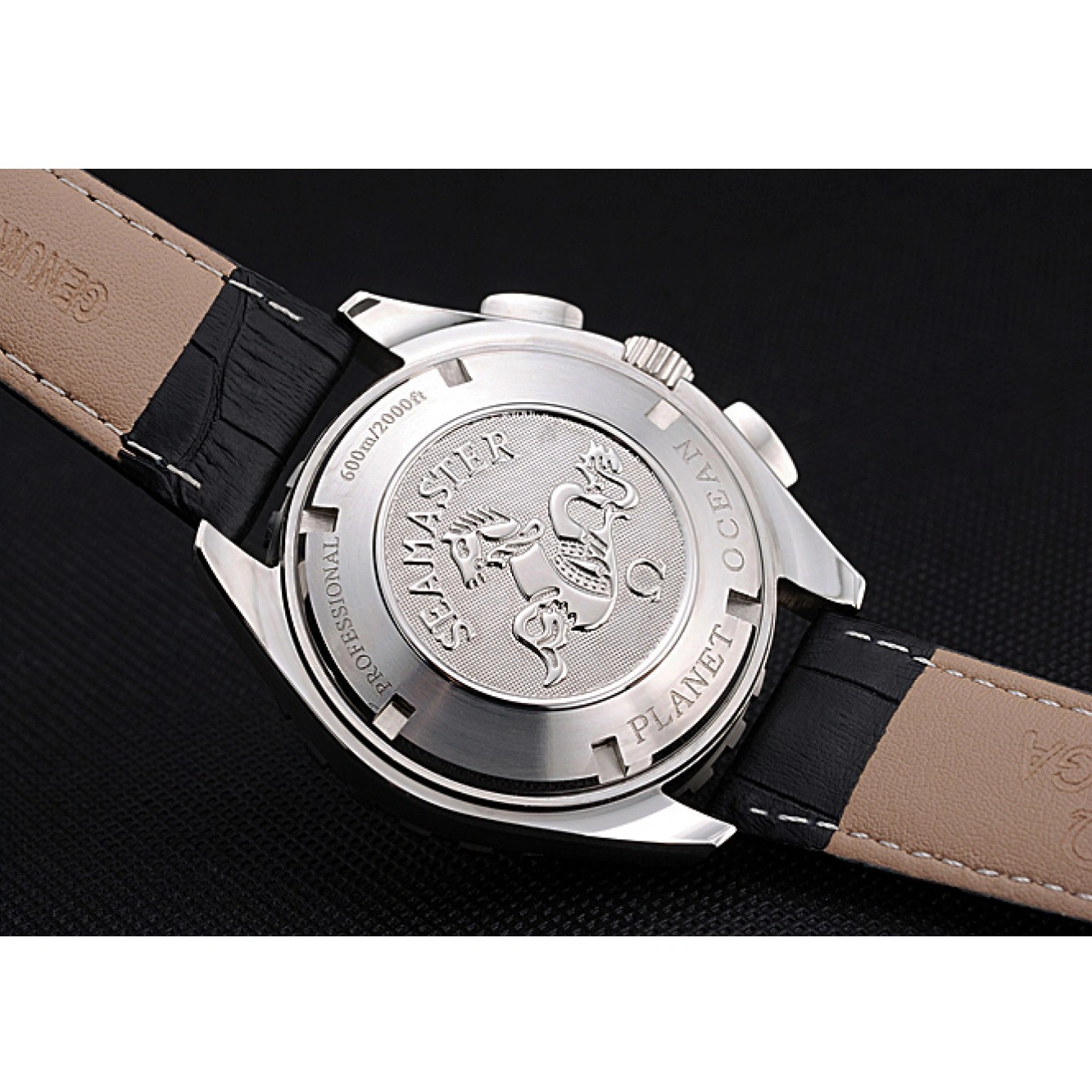 1014 Omega Seamaster Aqua Terra Chrono GMT Black Dial Black Leather Bracelet 622535
